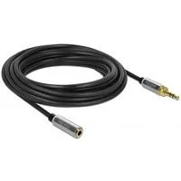 Klinkenverlängerungskabel 3,5mm 3Pin Stecker > Buchse schwarz, 5 Meter, mit 6,35mm Schraubadapter