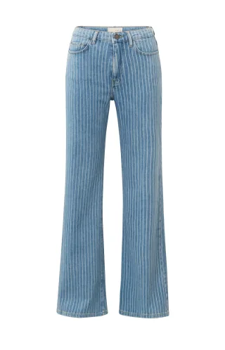 Yaya - Weite Jeanshose mit Streifendetail - L32 blau - Gr. - 36
