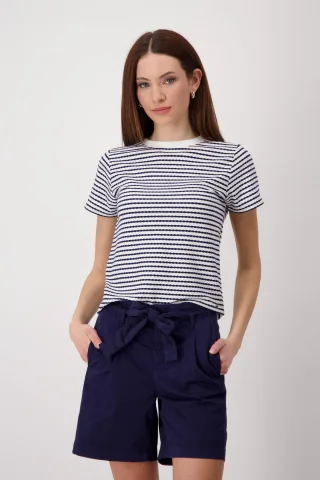 monari - T-Shirt mit Struktur navy blue ringel - Gr. - 42