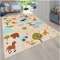 Paco Home Kinderteppich Bino 580, rechteckig, Höhe: 4 mm, Spielteppich, Motiv Straße & Autos, Kinderzimmer