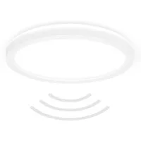 B.K.Licht LED Deckenleuchte BKL1604 Ultraflache LED Badleuchte, mit Microwavesensor, IP44, Bewegungsmelder, LED fest integriert, Neutralweiß, 4.000K, 2.400 Lm, 18W, indirekte Hintergrundbeleuchtung, ⌀29cm, Weiß