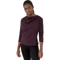 Gio Milano 3/4-Arm-Shirt G31-1203, gestreift mit Wasserfallkragen seitliche Raffung