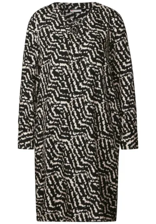 Street One - Gemustertes Tunika-Kleid schwarz - Gr. - 34