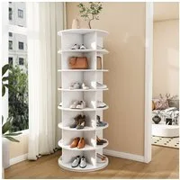 MC Star Schuhregal Drehbares mit 360° Drehfunktion, Freistehendes Schuhregal für 28 Paar Schuhe, Platzsparend, weiß (60 × 60 × 161cm), 7 Ebenen