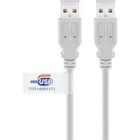 USB 2.0 Kabel, USB-A Stecker > USB-A Stecker grau, 2 Meter, mit USB Zertifikat