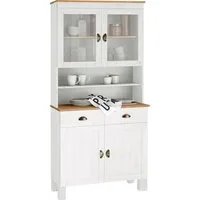 Home affaire Küchenbuffet Oslo 85 cm breit, aus massiver Kiefer, mit 2 Glastüren, Metallgriffe