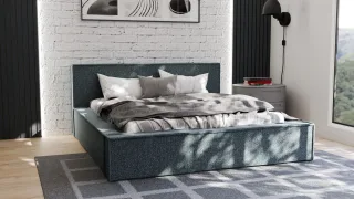 Polsterbett Doppelbett ALDANA 140x200cm Komplettset in Stoff Puente Türkis