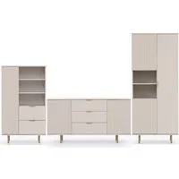 Marmex Möbel Wohnzimmer-Set NUBIA SET 09 Wohnzimmer-Set Regal Kommode Standregal, (3-St)