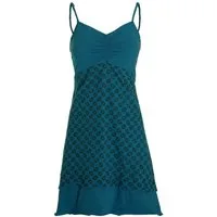 Vishes Sommerkleid Damen Babydoll Spaghettiträger bedruckt Baumwolle Alternative Mode, Boho, Hippie, Ethno, Festival