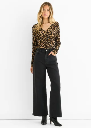 Brauner Jersey-Body mit Tiermotiv