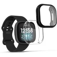 kwmobile Smartwatch-Hülle 2x Silikon Hülle für Fitbit Versa 3 / Sense, Schutzhülle Fullbody Display Cover Set aus Silikon