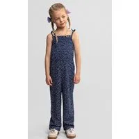 MINOTI Jumpsuit Jumpsuit mit weißem Blumenmuster in Dunkelblau (3y-14y)
