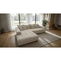 Massivart® Ecksofa Cord 300x215 cm / Nosagfederung / Cordsofa / ARTEMIS, inkl. Kissen-Set · frei im Raum stellbar