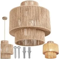 tectake Deckenleuchten Pendelleuchte im Boho-Stil aus natürlicher Jutefaser, 32 x 33 cm, Wickeltechnik, 40 W, Stahlgestell, inkl. Montagematerial