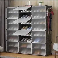 JEOBEST Schuhregal Schuhregal mit 8 Ebenen, Schuhschrank Kunststoff, DIY-Regal, Schuh-Organizer aus Kunststoff mit Transparenter Tür