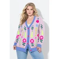MIAMODA Strickjacke Strickjacke loose Classic Fit Blumen-Stickerei