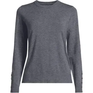 Pullover mit Rundausschnitt Silk Touch, Damen,  Grau, Polyester/Viskose/Polyester-Mischung, by Lands' End