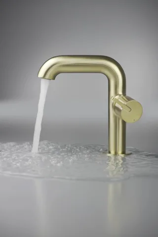 Neuesbad Serie 600 Waschtischarmatur mit geradem Auslauf ohne Ablaufgarnitur, gold gebürstet NB1BQS_R24M1