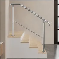 Duschparadies Handlauf Eingangsgeländer Treppengeländer Handlauf Edelstahl für Außen & Innen, 136 cm Gesamtlänge, (Packung), Edelstahl, Silber/Schwarz, 108cm/136cm/162cm