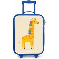 NoBoringSuitcases.com© Kinderkoffer Blau - mit leuchtende Räder - Giraffe - Tier - Farbenfroh, 2 Rollen, Handgepäck Koffer, Trolley Kinder, Reisekoffer Jungen