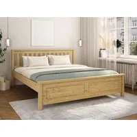 OTTO home Bett Fredegaard, skandinavischer Stil, vielseitig kombinierbar, 2 Breiten (180er oder 140er Breite), Sprossen am Kopfteil, mit Lattenrost, Kassettenoptik