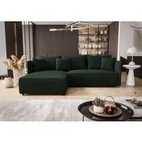 Fun Möbel Ecksofa Schlafsofa Sofa DEKOS in Cordstoff POSO, inkl. 3 Zierkissen und Bettkasten, Bettkasten, Rundumbezug