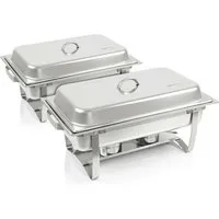 Mahlzeit Speisenwärmer Chafing Dish Profi Set "Toulouse", 2x Edelstahl Warmhaltebehälter Esse