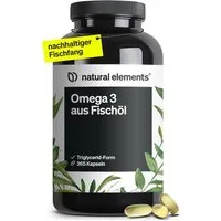 natural elements Omega 3 mit EPA und DHA 2000mg Fischöl pro Tagesdosis Kapseln, 365 er aufwendig aufgereinigt und aus nachhaltigem Fischfang à 365 St., 491 g, Triglycerid-Form Laborgeprüft Ohne unnötige Aromen
