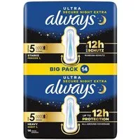 always Binden Ultra Secure Night Extra Größe 5, 5 von 6 Gr., 14 Stück, einzeln verpackt