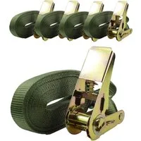 TRUTZHOLM Spanngurt 5x Profi Ratschen Zurrgurt 1-tlg 6m 0,8t 0,8to 800 kg TÜV/GS OLIV (Set, 1-St) mit TÜV/GS
