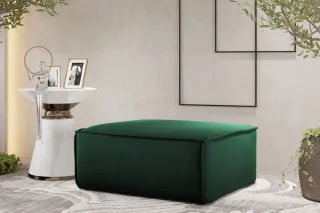 Polsterhocker Designerhocker CELES PREMIUM 85x85 cm Stoff Opera Velvet Grün