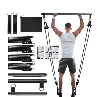KALOAD Portable Yoga Pilates Bar Stick with Resistance Band Home Gym Muscle Toning Bar Fitness Stretching Sports Body Wo