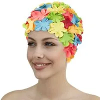 Fashy Badekappe Fashy - Badehaube Gummibadehaube Blüten Bunt (3191-01) Badekappe Gummi