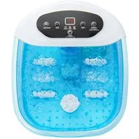 COSTWAY Fußbad, mit Heizfunktion, Vibration, Bubble, Bimsstein, Massagerollen