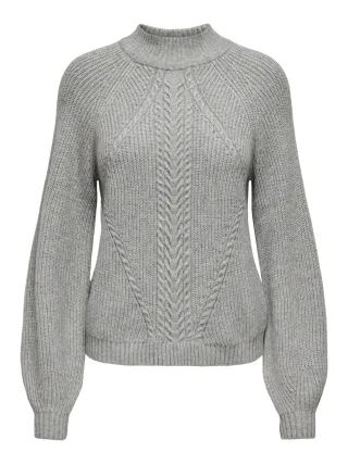 ONLY - ONLKATIA LS DETAIL HIGHNECK NOOS KNT Medium Grey Melange - Gr. - L