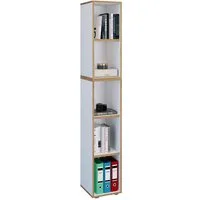 VCM Standregal Bücherregal Salia B. 30 x H. 183 x T. 33 cm, Holzregal stehend, platzsparender Aktenschrank, CD DVD Aufbewahrung