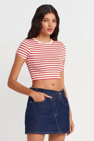 Gestreifte Cropped-Bluse