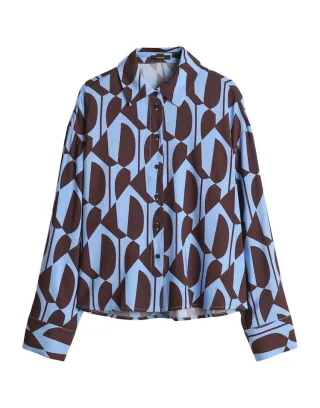 Opus - Printbluse aus ECOVERO™ Viskose Mix - Fetro blau/braun - Gr. - 40