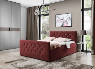 Boxspringbett Schlafzimmerbett EIVOR 200x200cm Bordeaux inkl.Bettkasten