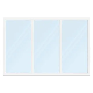 Große Fenster, dreiteilig, Kunststofffenster aluplast Ideal 4000, Weiß, 3000 x 2000 mm, 2-fach Festverglasung, individuell konfigurieren
