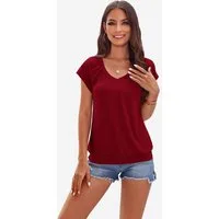 Imily Bela T-Shirt Damen Lässige Basic Tops mit Bündchen am Saum (Packung, 1-tlg., 1per-Pack) einfarbig