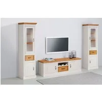 OTTO home Wohnwand Selma, (Set, 3-St), 2 Vitrinen und 1 Lowboard, aus massivem Kiefernholz