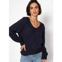 SASSYCLASSY Strickpullover Pullover mit V-Ausschnitt für Damen Weicher Strickpullover mit Rippbündchen Grün Grau Beige Rosa Schwarz