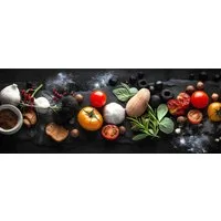artissimo Glasbild Bild aus Glas 80x30 cm / Wandbild Querformat / Deko Küche Kräuter, Küchenbild: Italienische Gourmet Küche modern