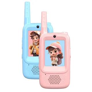 2Pcs 5W Power Kids Video Walkie Talkies 2 Way Radio Long Range 1500mAh Type-C Voice Change Visual Intercom Toys Ham Radi