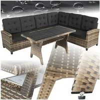 tectake Loungeset gemütliche rattan-gartenmöbel mit weichen polstern, (polyrattan lounge Catania, 3-tlg., in Natur), wetterfestes UV-beständiges Polyrattan
