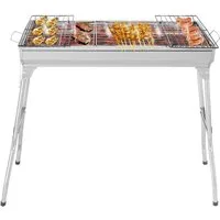 LALAHO Holzkohlegrill Grill Edelstahl mit Grillrost Ablage Klappbeine, Klappgrill 70x31x71cm für Garten & Camping