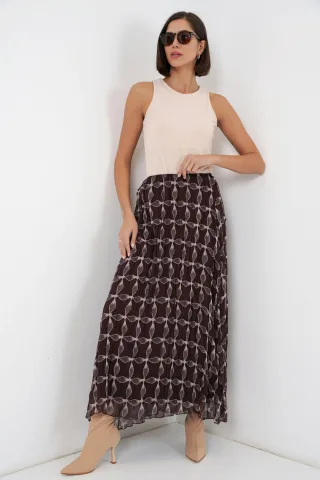 Hoch taillierter geometrischer Druck Maxi-Rock