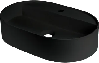 Neuesbad Serie 600 Waschbecken mit Hahnloch, Schwarz, 550x350MM NB1DECQSNU6B1