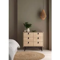 Home affaire Kommode Ry Aufbewahrung, Schubladenschrank, Stauraum, Sideboard mit 6 Schubladen, Breite 102 cm, Höhe 95 cm, Massivholzbeine